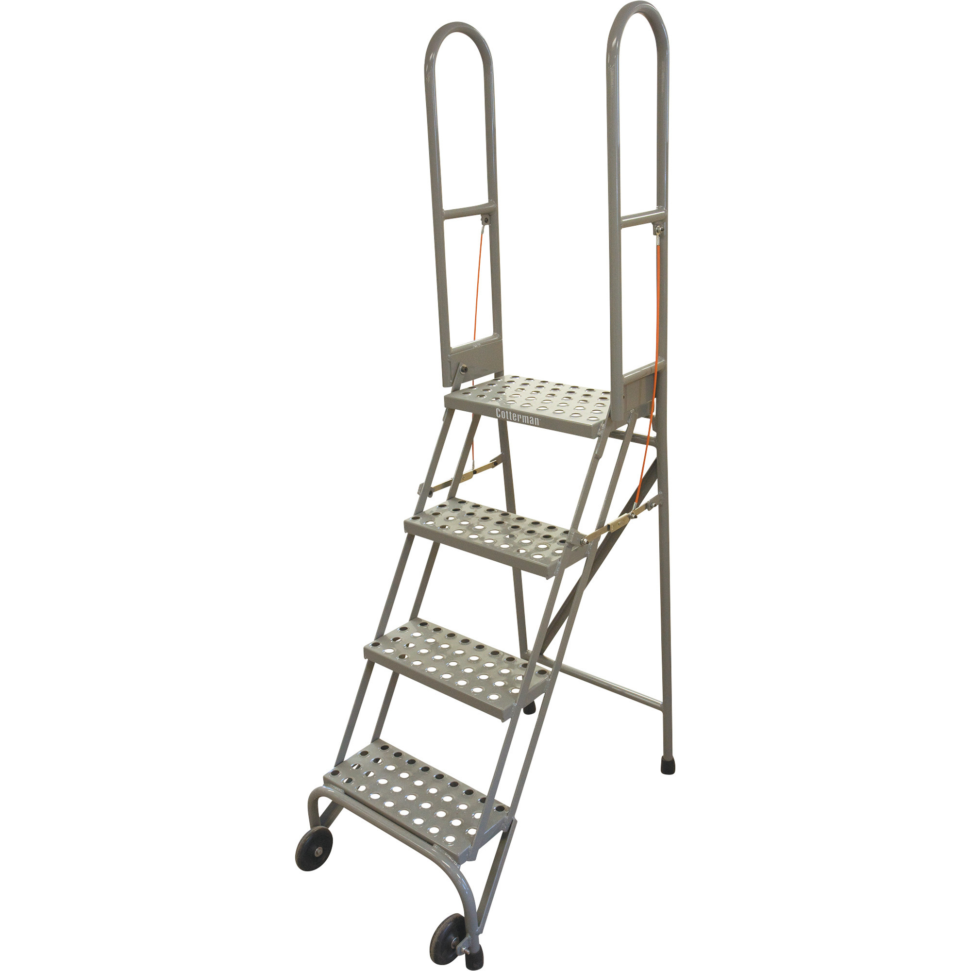 Cotterman Folding Rolling Ladder, 4 Steps, 350-Lb. Capacity, Perforated Tread, Model# SAS4A6E10C1P6